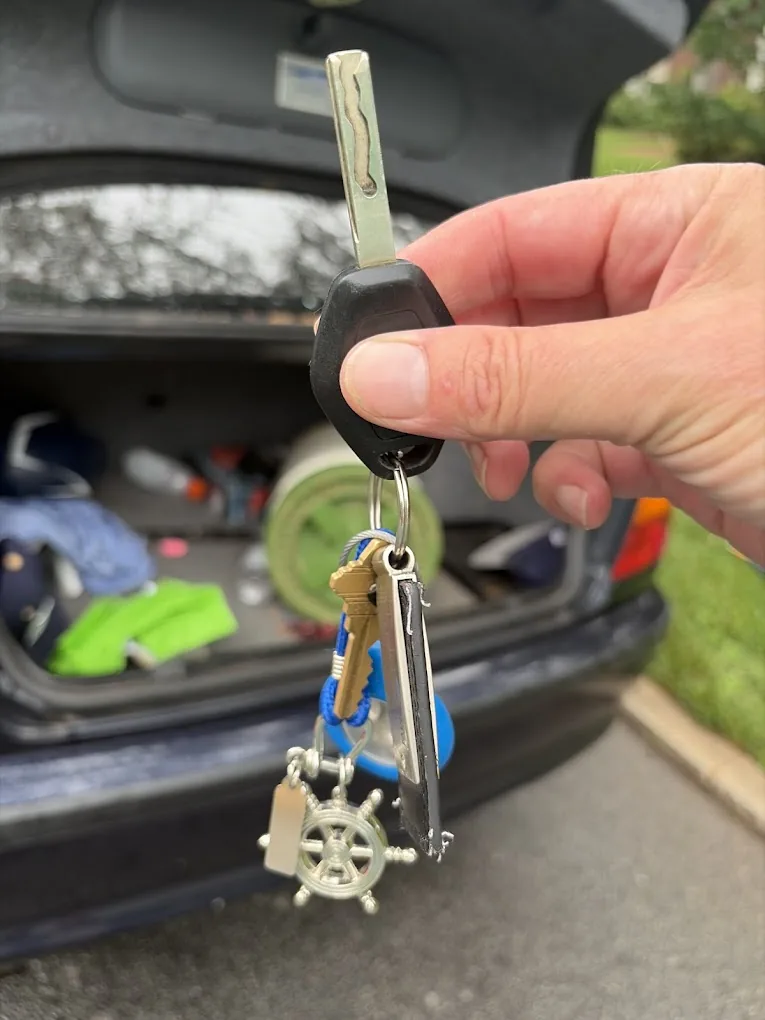 Close-up of a completed car key replacement job