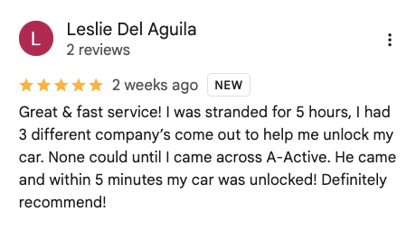 Google review from Leslie Del Aguila