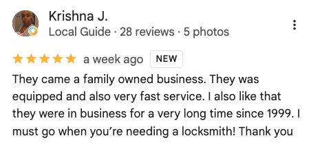 Google review from Krishna J.